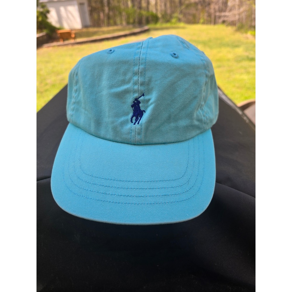 Polo Ralph Lauren Mens Turquoise Blue Cotton Chino Baseball Cap Pony Logo Hat‎